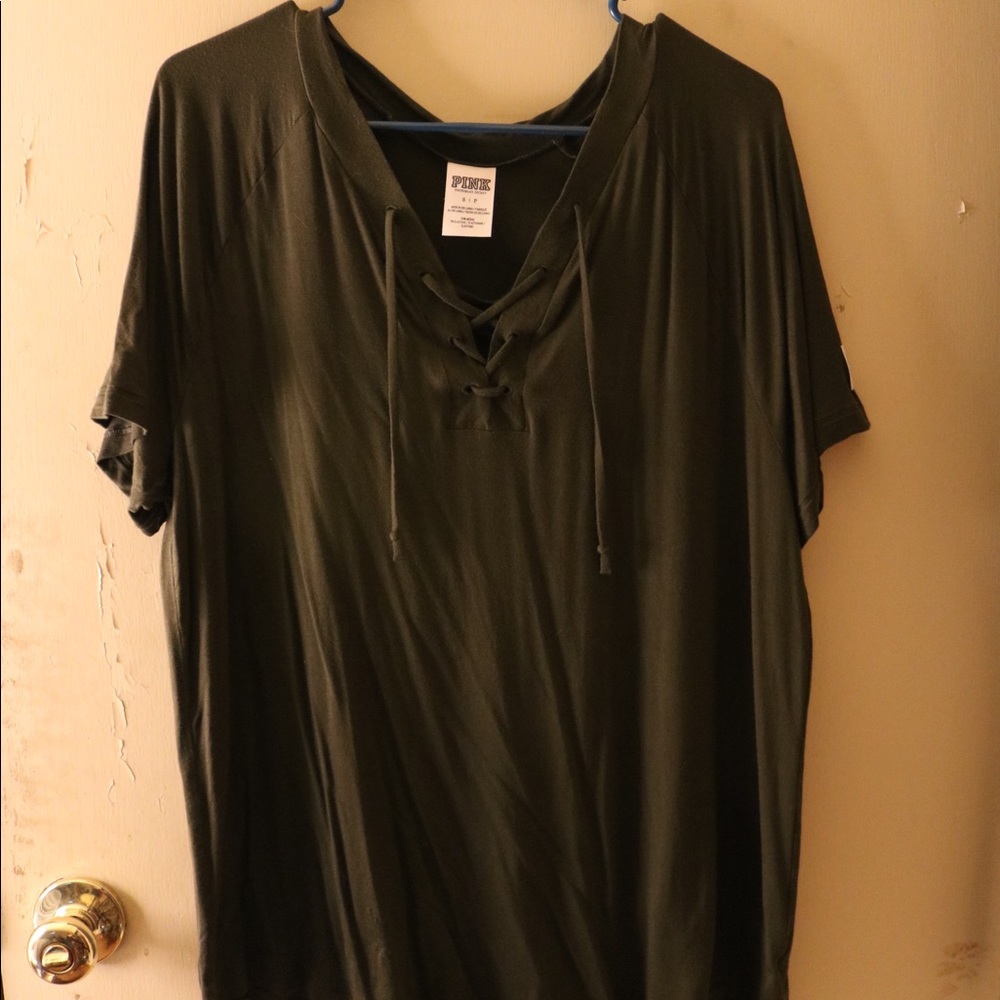 PINK Olive Green Laceup Too